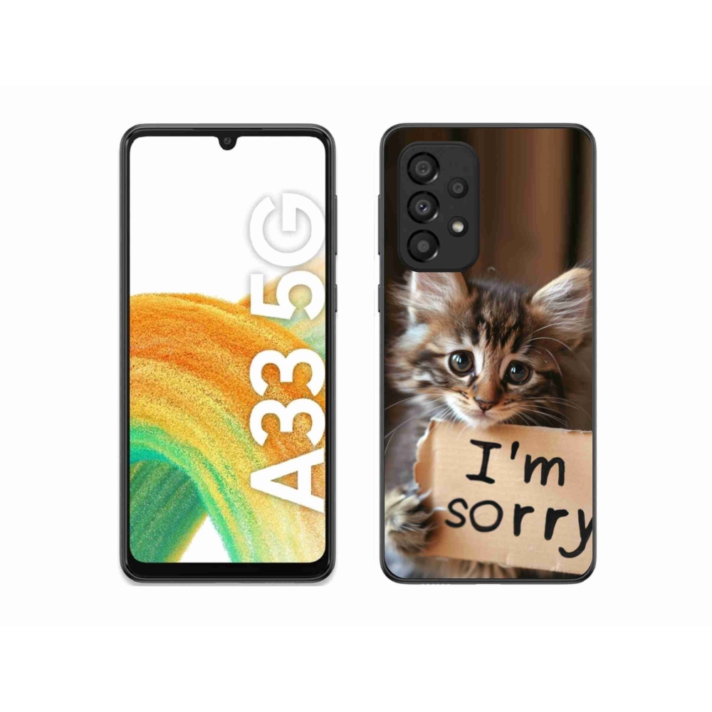Gél borítás mmCase Samsung Galaxy A33 készülékhez - macska bocsánatkérése