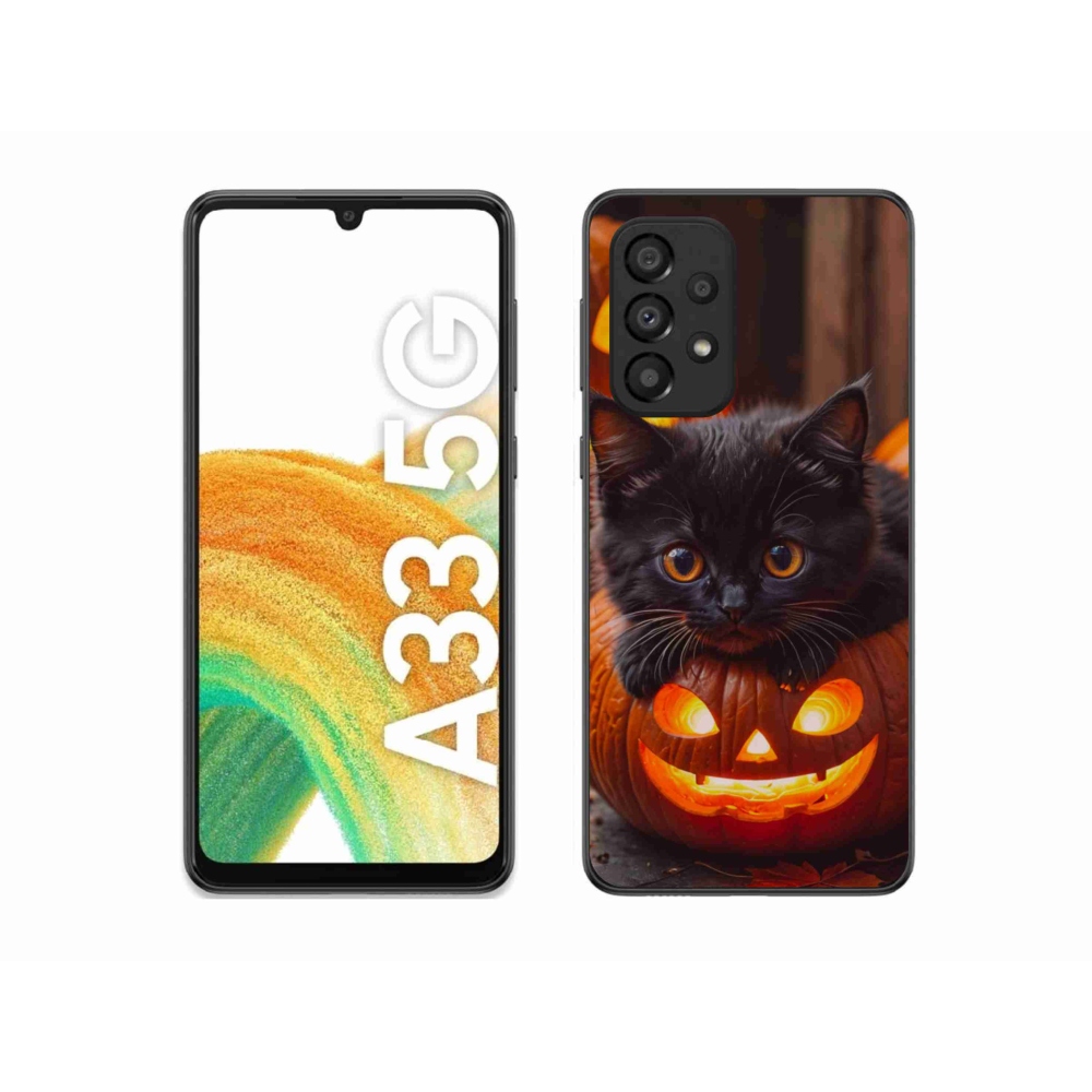 Gél borítás mmCase Samsung Galaxy A33 készülékhez - cica és sütőtök