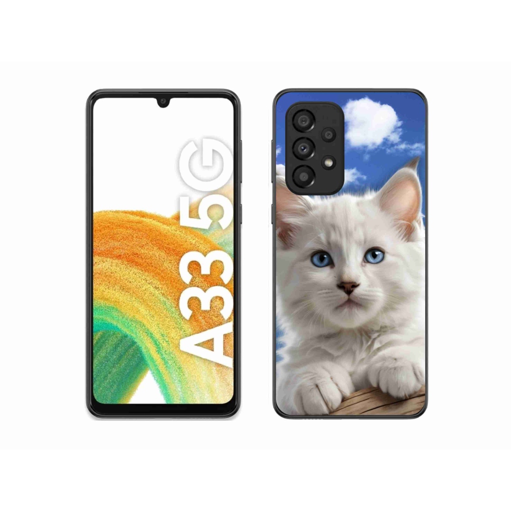 Gél borítás mmCase Samsung Galaxy A33 készülékhez - cica és felhők
