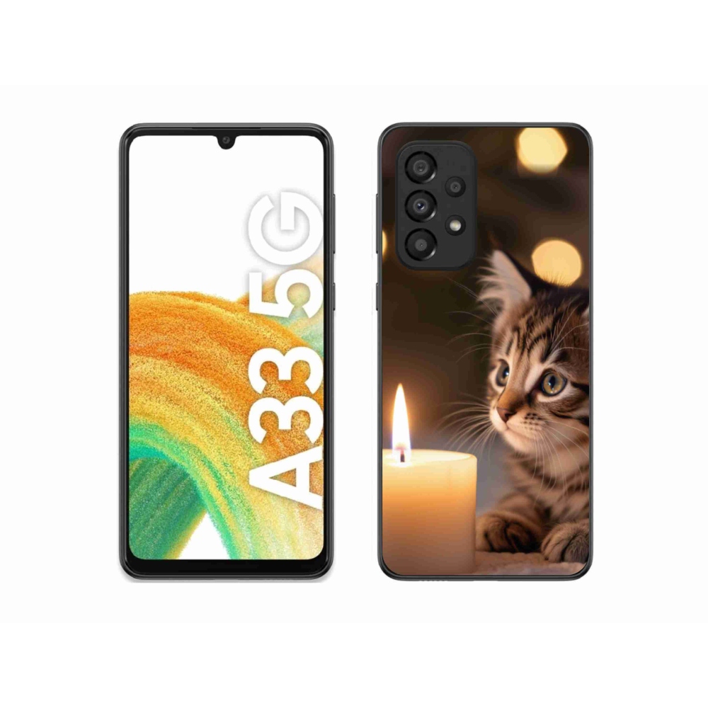 Gél borítás mmCase Samsung Galaxy A33 készülékhez - cica és gyertya