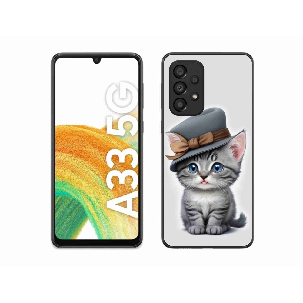 Gél borítás mmCase Samsung Galaxy A33 készülékhez - cica sapkával