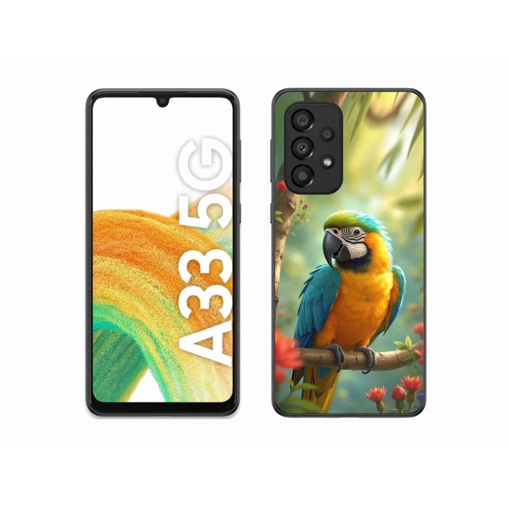 Zselés borítás mmCase Samsung Galaxy A33 - papagáj ara kék és sárga