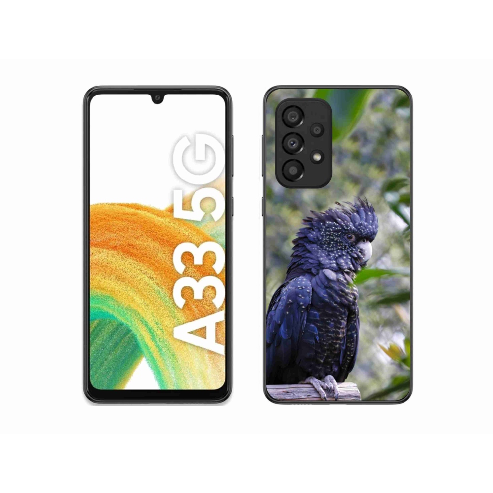 Gél borítás mmCase Samsung Galaxy A33 készülékhez - papagáj kakadu fekete