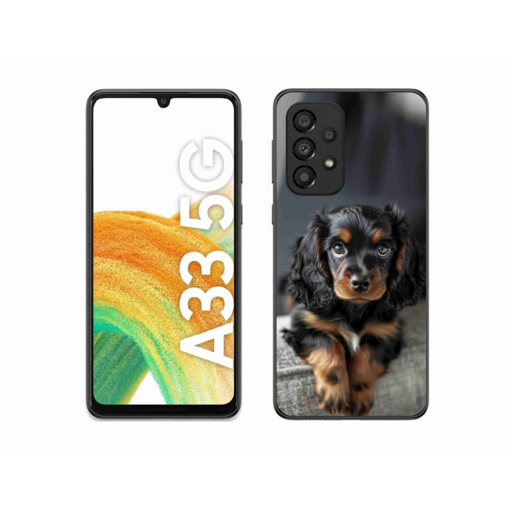 Gél borítás mmCase Samsung Galaxy A33 készülékhez - aranyos hosszú szőrű tacskó