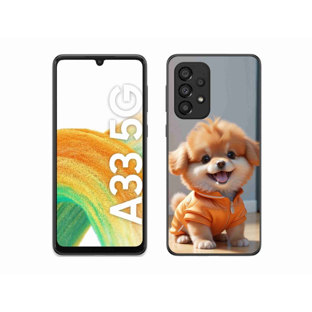 Zselés borítás mmCase Samsung Galaxy A33 készülékhez - aranyos pomerániai pulóverben