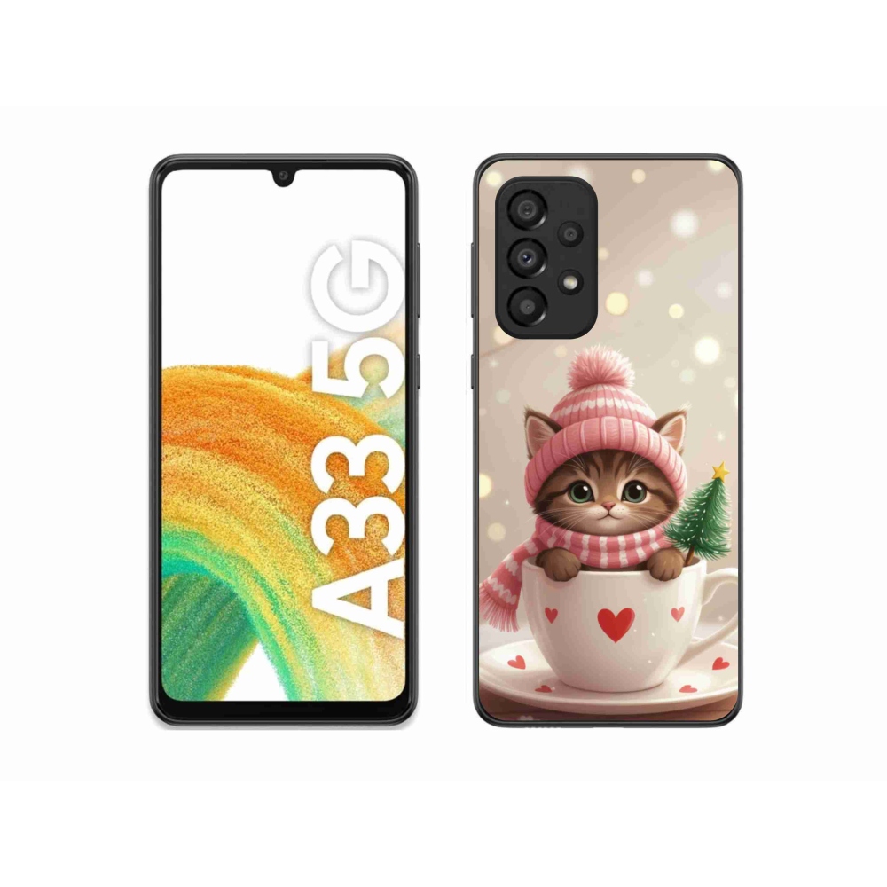 Gél borítás mmCase Samsung Galaxy A33 készülékhez - Karácsonyi cica a csészében