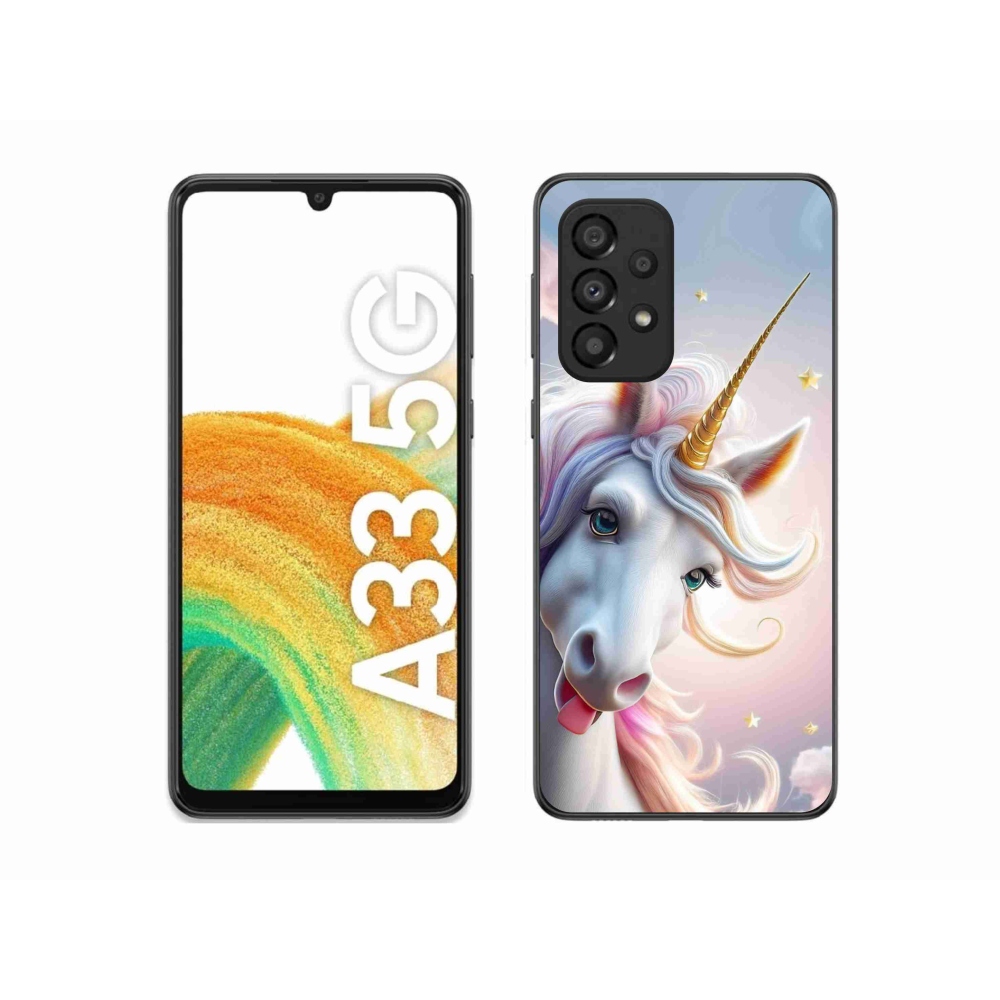 Zselés borítás mmCase Samsung Galaxy A33 készülékhez - vidám egyszarvú