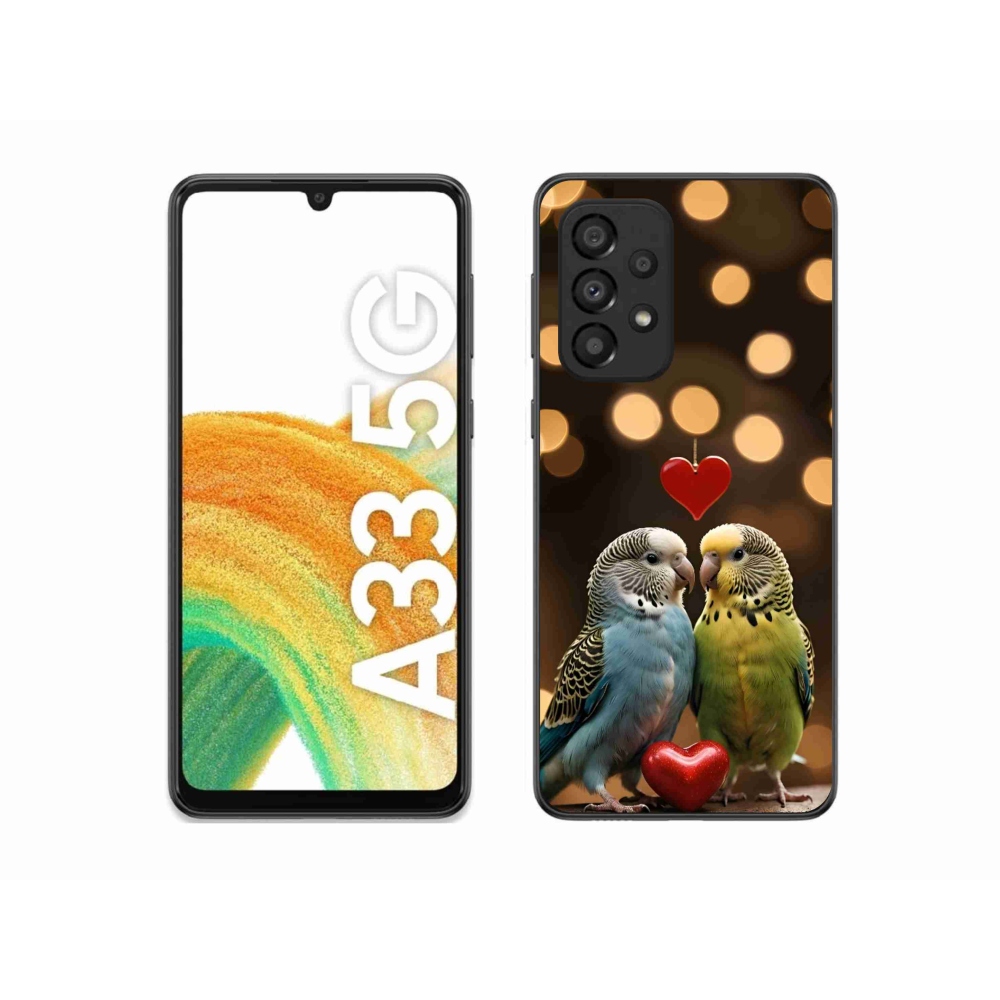Gél borítás mmCase Samsung Galaxy A33 készülékhez - szerelmes papagájok