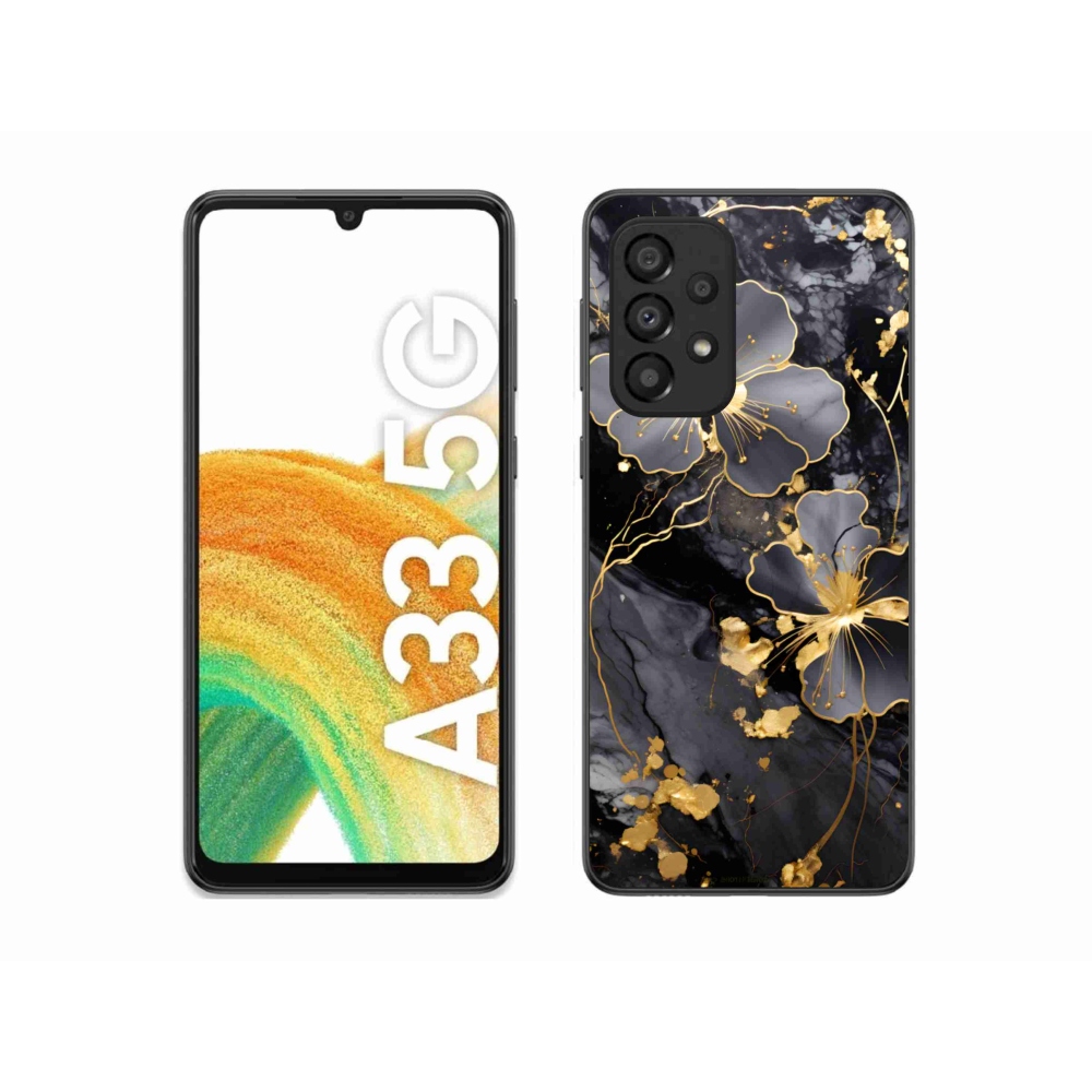 Zselés borítás mmCase Samsung Galaxy A33 - arany virágok
