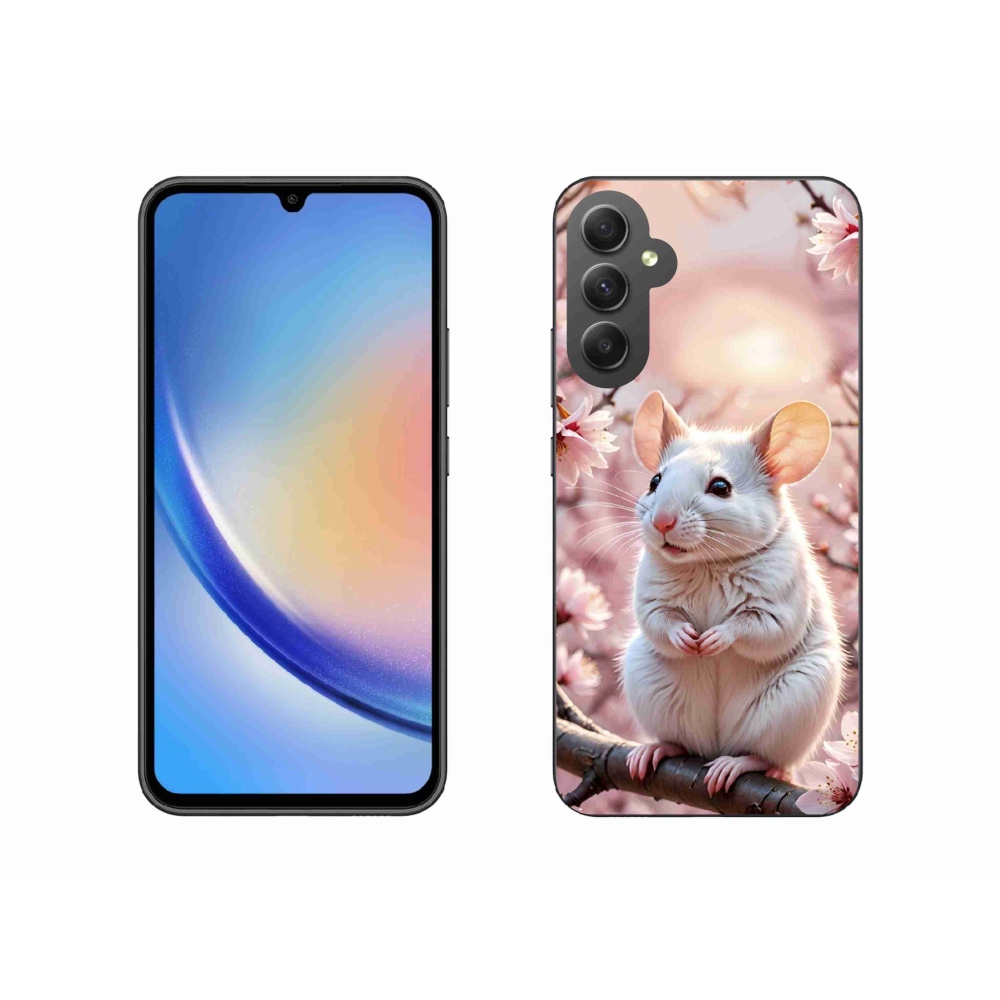 Zselés borító mmCase Samsung Galaxy A34 5G - fehér egér az ágon