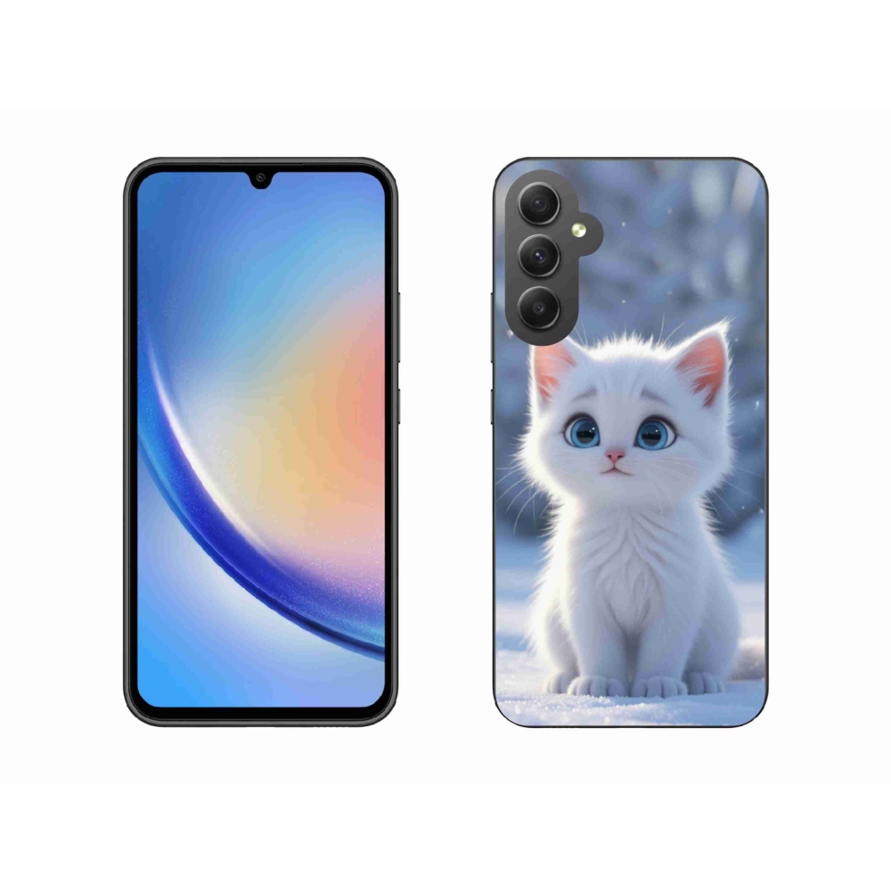 Gél védőhuzat mmCase Samsung Galaxy A34 5G - fehér cica 3