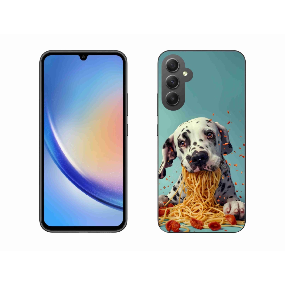 Zselés borítás mmCase Samsung Galaxy A34 5G - Dalmát és spagetti