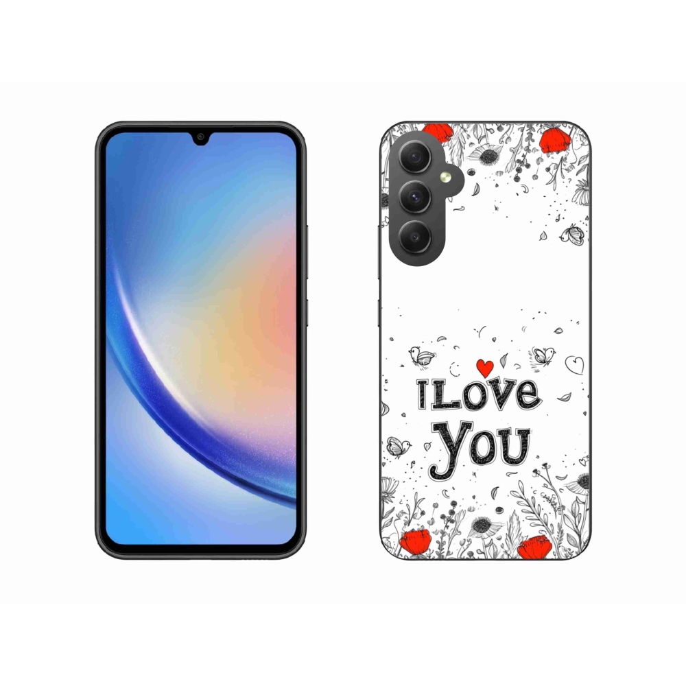 Gél borítás mmCase Samsung Galaxy A34 5G - I love you fehér háttérrel
