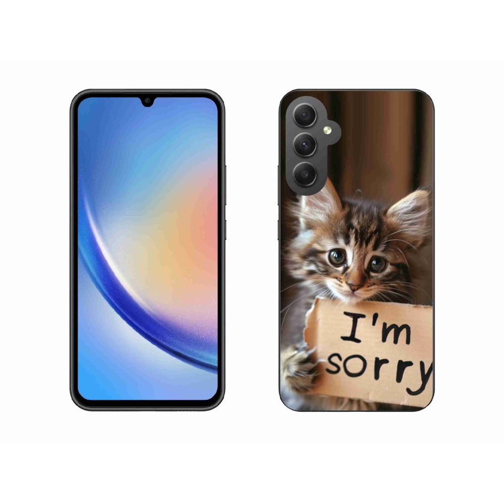 Zselés borítás mmCase Samsung Galaxy A34 5G - macska bocsánatkérés