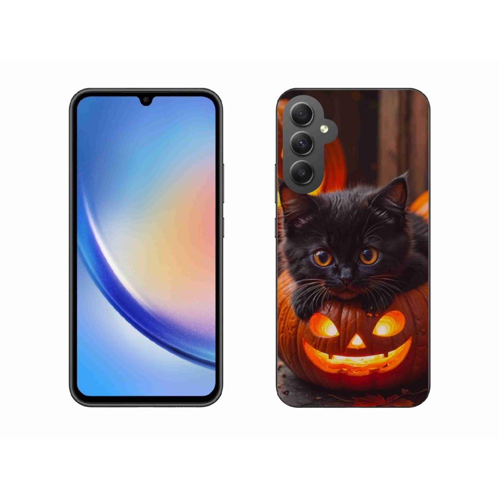 Gél borítás mmCase Samsung Galaxy A34 5G - cica és tök - Samsung Galaxy A34 5G számára