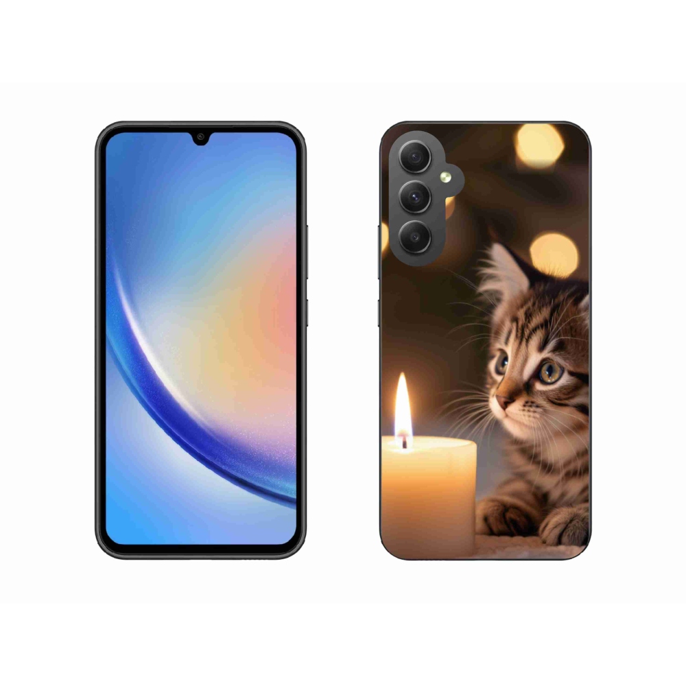 Gél borító mmCase Samsung Galaxy A34 5G - cica és gyertya - Samsung Galaxy A34 5G számára
