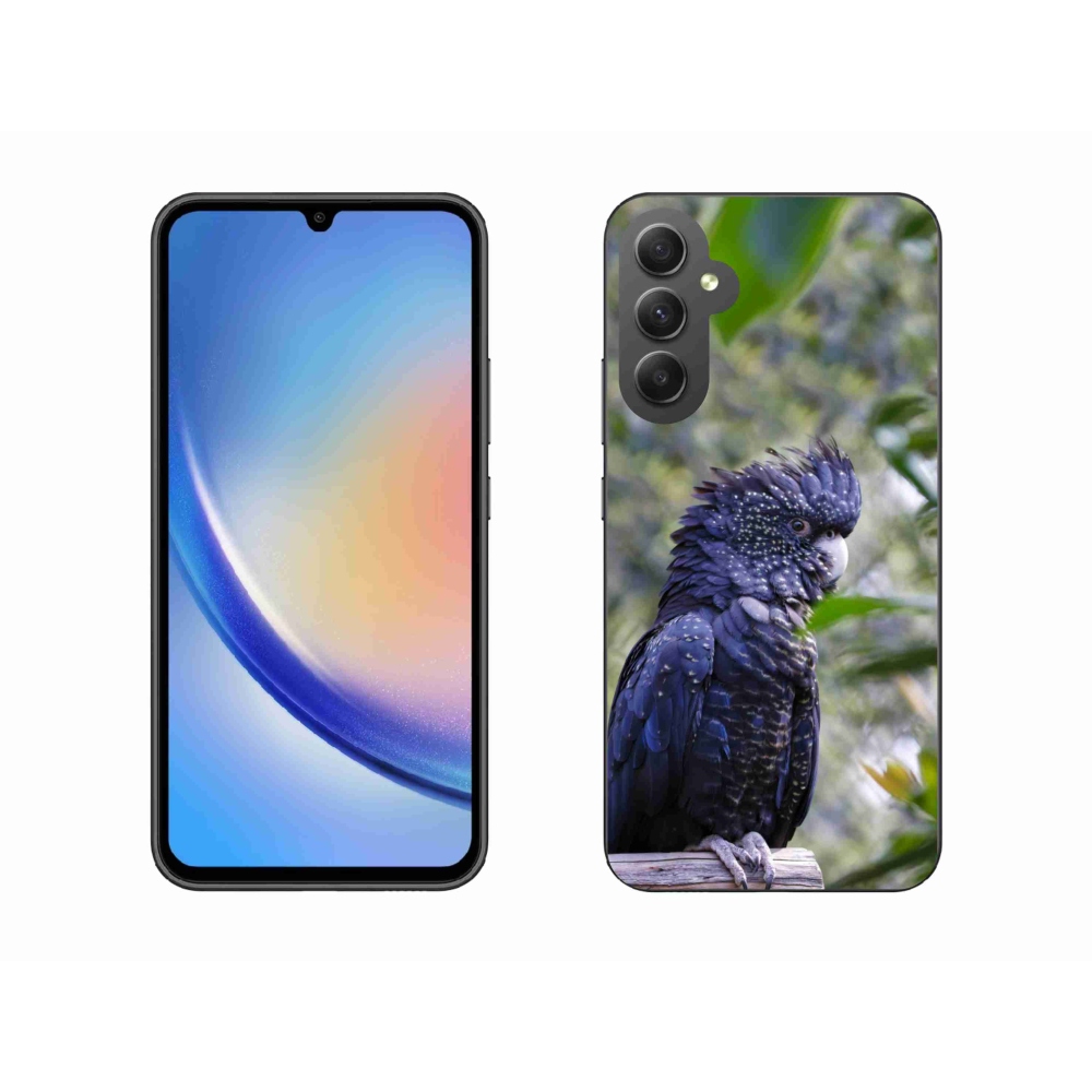 Zselés borítás mmCase Samsung Galaxy A34 5G - papagáj kakadu fekete