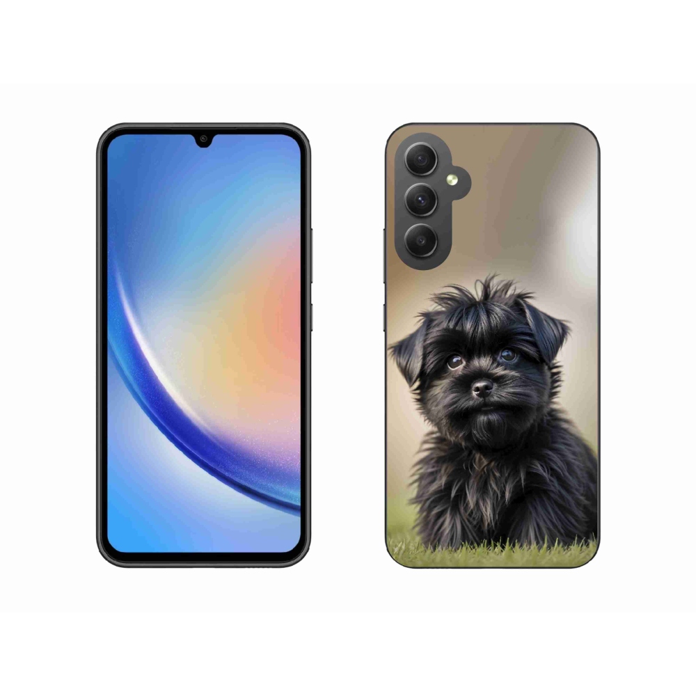 Gél borítás mmCase Samsung Galaxy A34 5G - aranyos fekete kutya