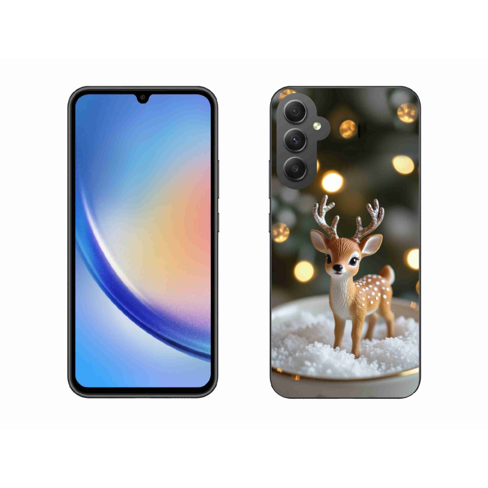 Gél borítás mmCase Samsung Galaxy A34 5G - aranyos karácsonyi szarvasok