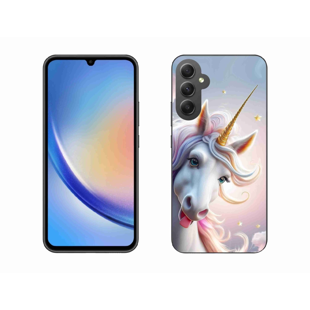 Zselés borítás mmCase Samsung Galaxy A34 5G - vidám egyszarvúhoz