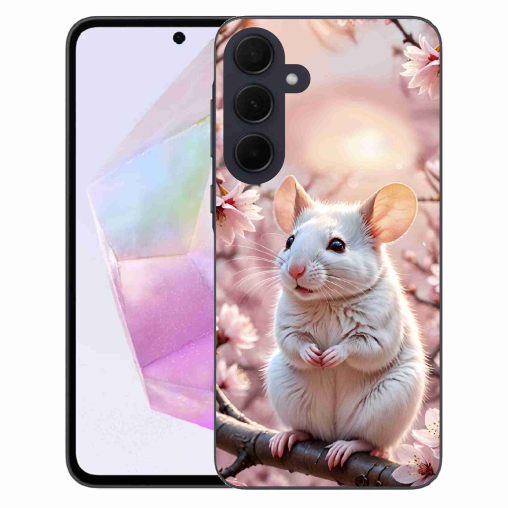 Zselés borítás mmCase Samsung Galaxy A35 5G - fehér egér az ágon