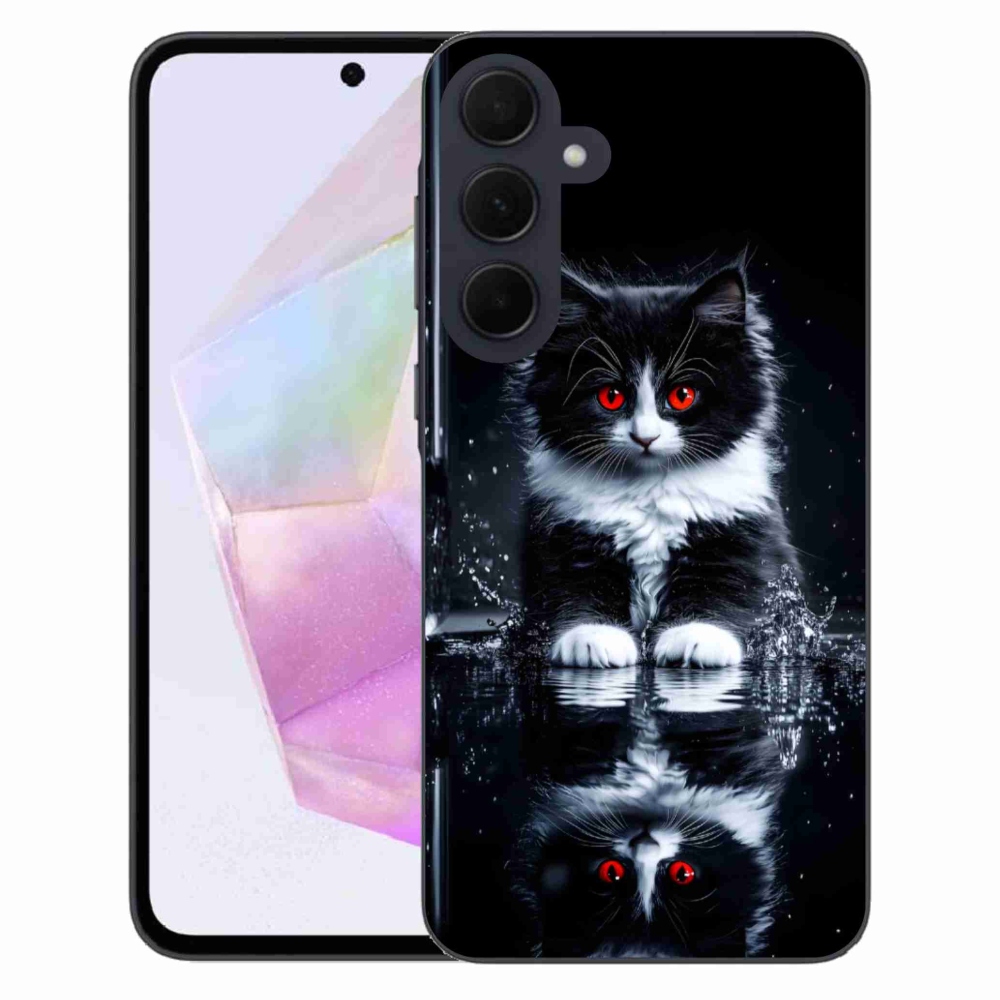 Zselés borítás mmCase Samsung Galaxy A35 5G - fekete-fehér cica