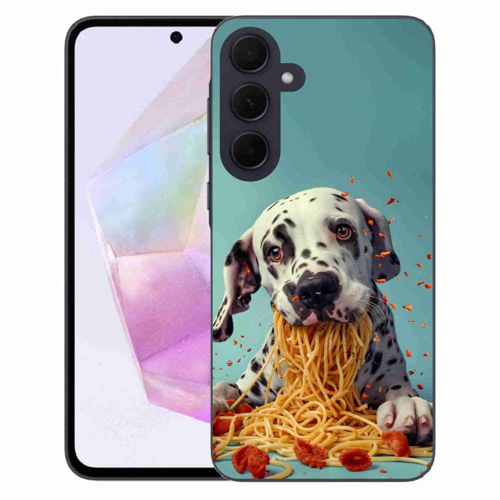 Zselés borítás mmCase Samsung Galaxy A35 5G - Dalmát és spagetti