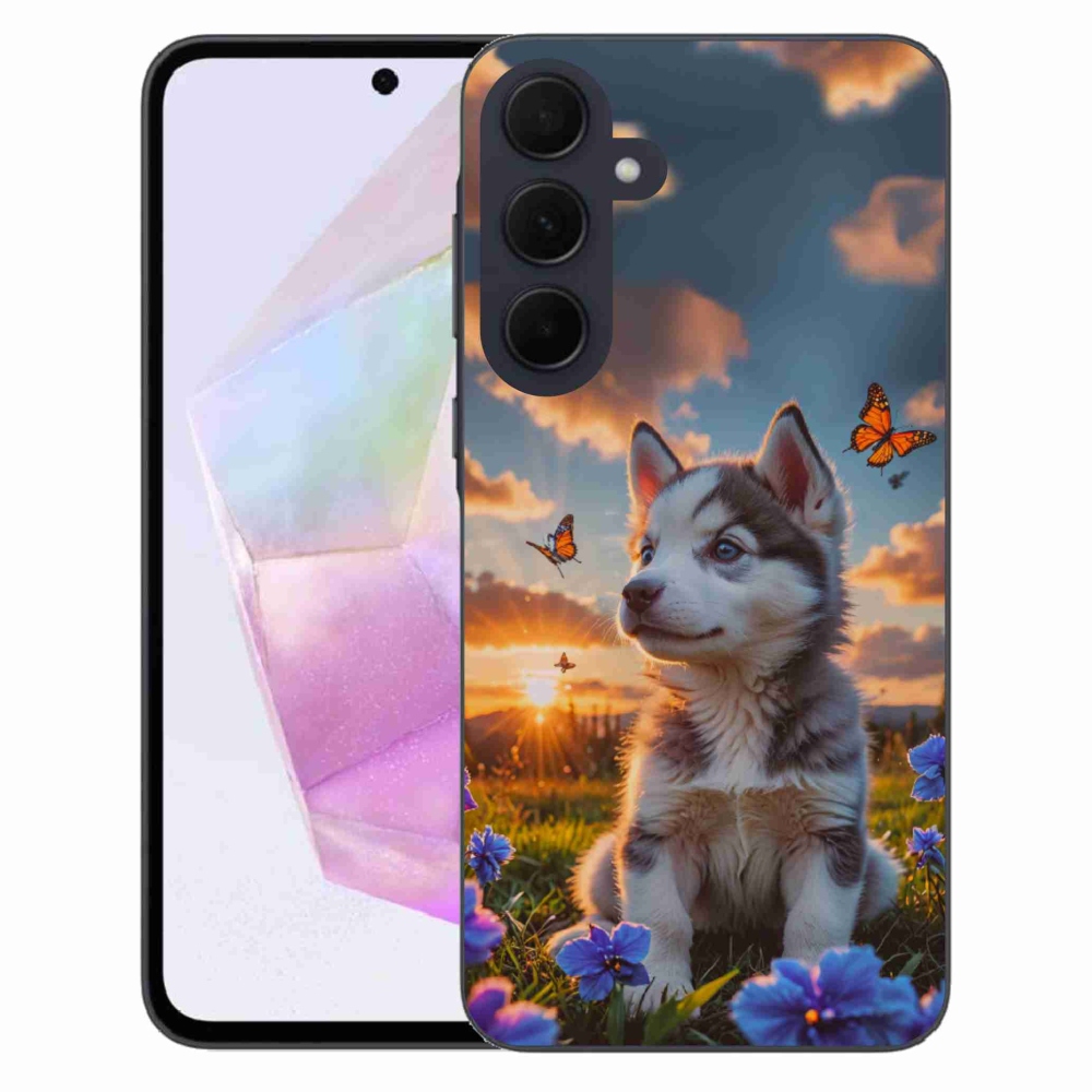 Zselés borítás mmCase Samsung Galaxy A35 5G - husky a naplementében