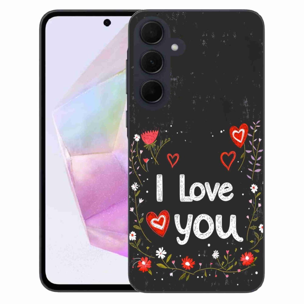Gél borító mmCase Samsung Galaxy A35 5G - I love you fekete háttérrel