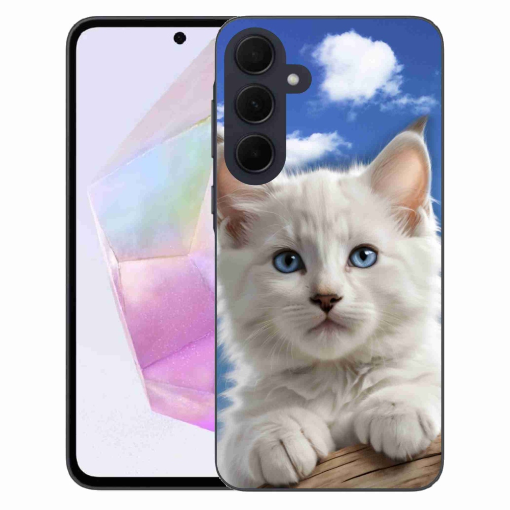 Gél borítás mmCase Samsung Galaxy A35 5G - cica és felhők