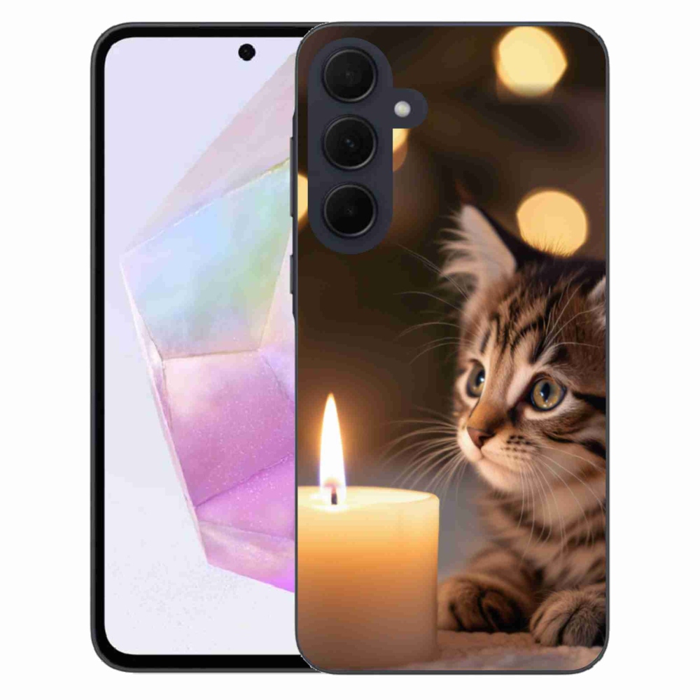 Gél borítás mmCase Samsung Galaxy A35 5G - cica és gyertya
