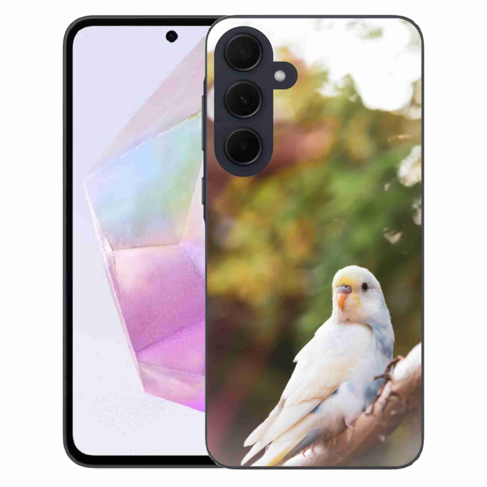 Zselés borítás mmCase Samsung Galaxy A35 5G - papagáj andulka fehér