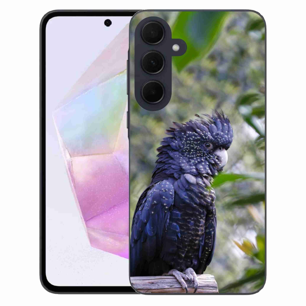 Zselés borítás mmCase Samsung Galaxy A35 5G - papagáj kakadu fekete