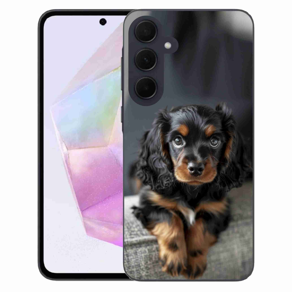 Gél borítás mmCase Samsung Galaxy A35 5G - aranyos hosszú szőrű tacskóhoz
