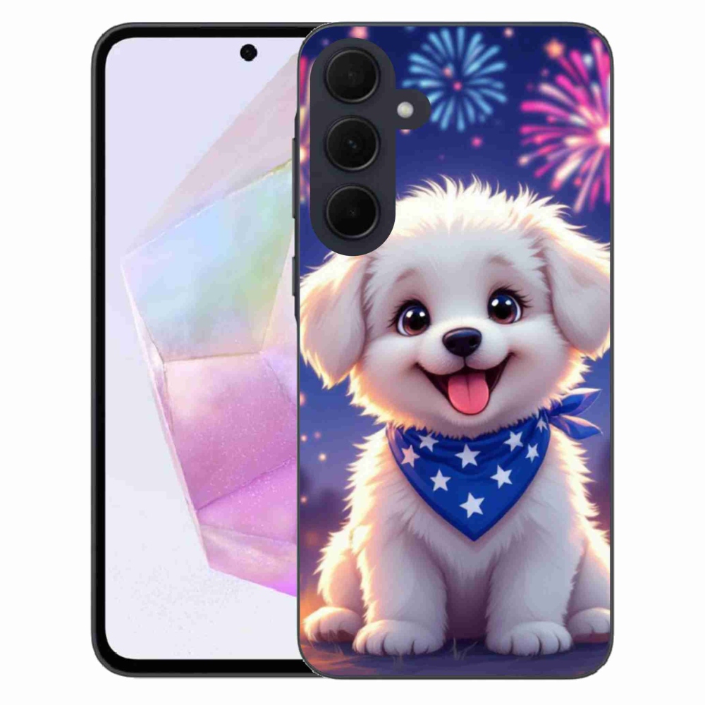 Gél borítás mmCase Samsung Galaxy A35 5G - ünnepi kölyökkutyakölyök számára