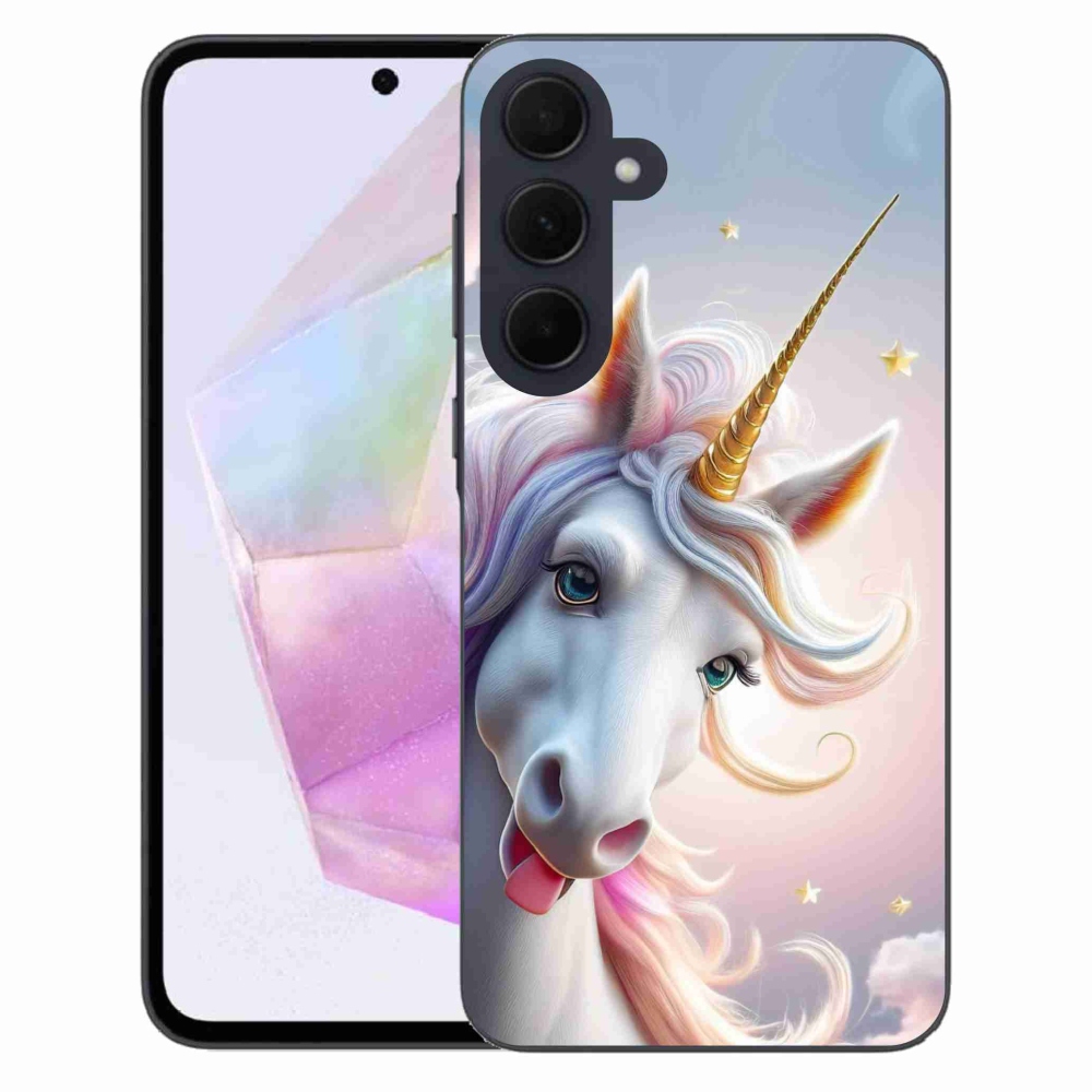 Gél védőhuzat mmCase Samsung Galaxy A35 5G - vidám egyszarvúhoz