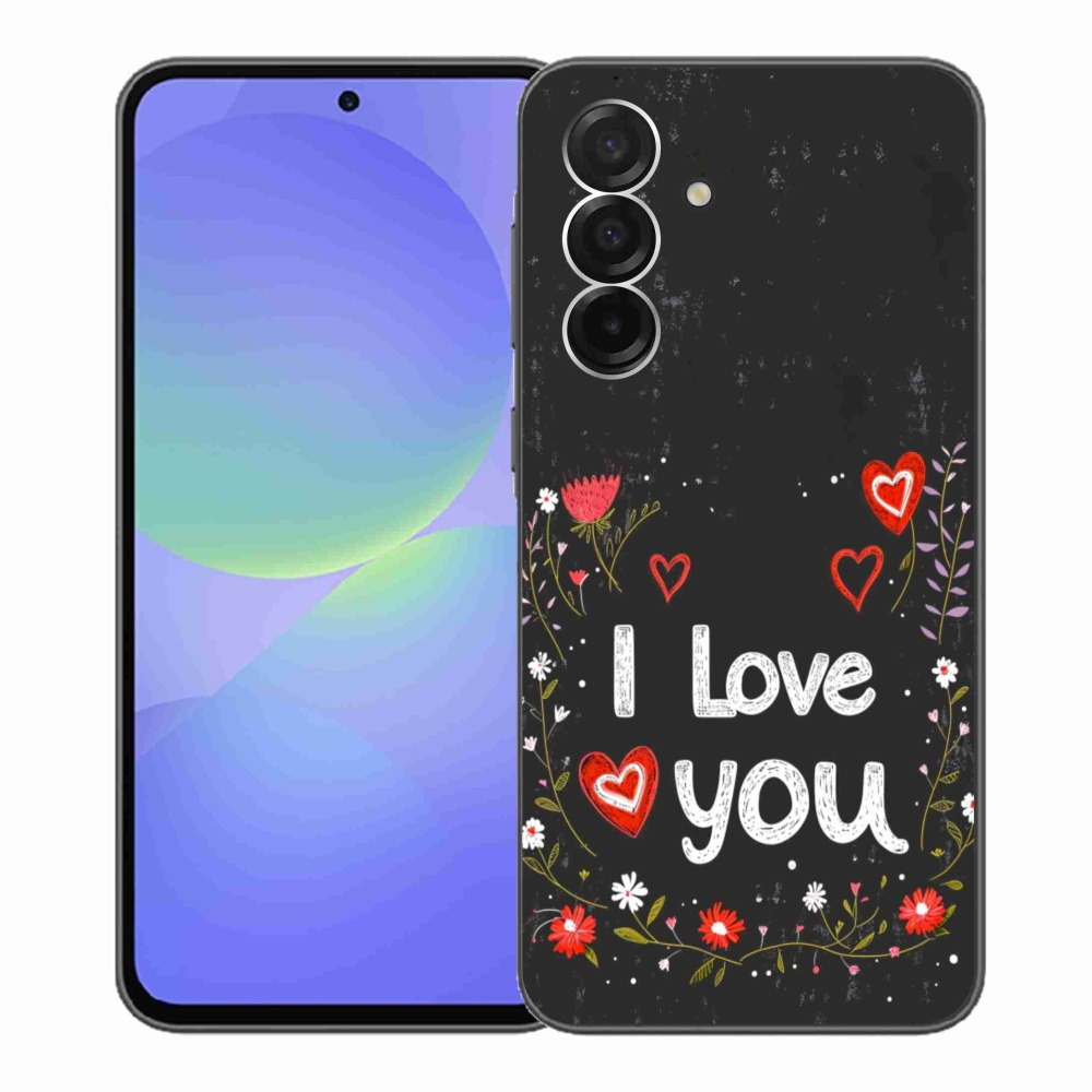 Gél borítás mmCase Samsung Galaxy A36 5G - I love you fekete háttérrel