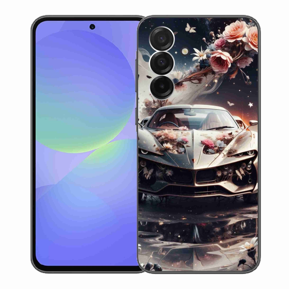 Gél borítás mmCase Samsung Galaxy A36 5G - virágos sportkocsihoz