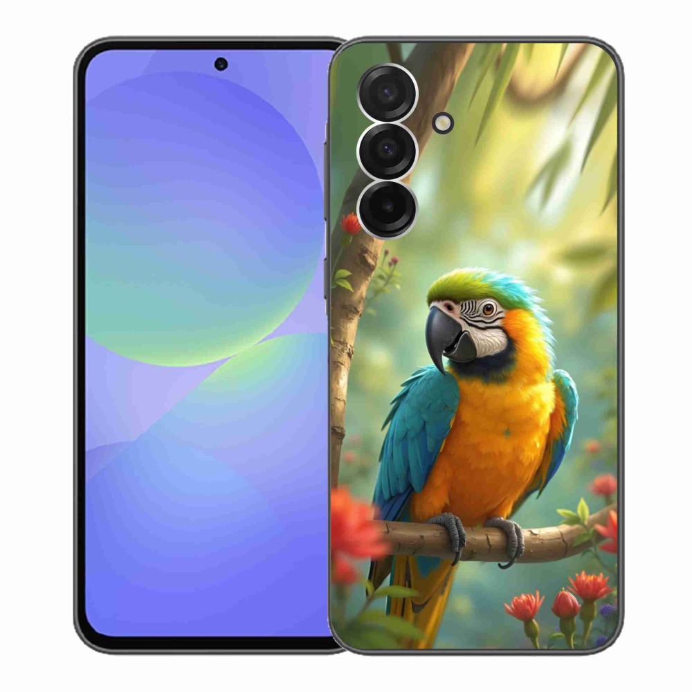 Zselés borítás mmCase Samsung Galaxy A36 5G - papagáj ara kék és sárga