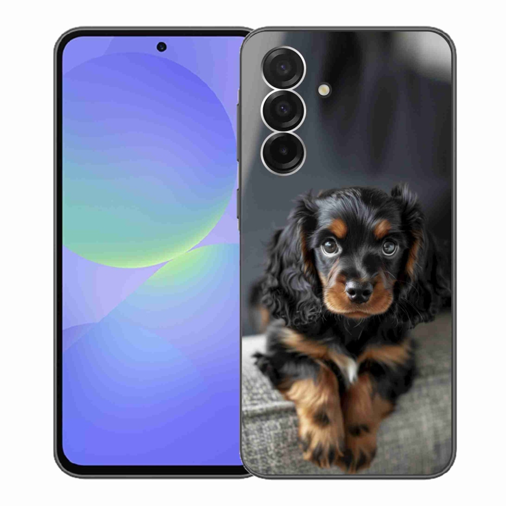 Gél borítás mmCase Samsung Galaxy A36 5G - aranyos hosszúszőrű tacskóhoz