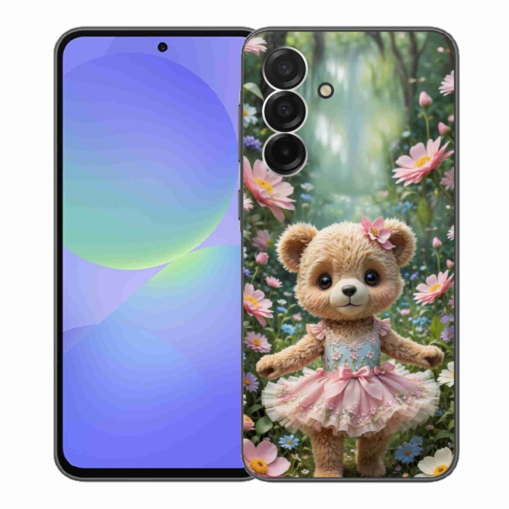 Gél borítás mmCase Samsung Galaxy A36 5G - aranyos mackó virágokkal