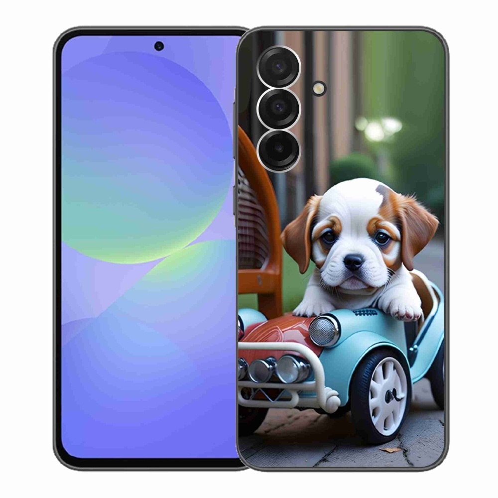 Gél borítás mmCase Samsung Galaxy A36 5G - kiskutya egy retro autóban