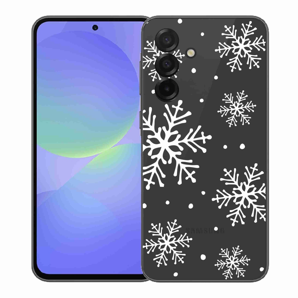 Zselés borítás mmCase Samsung Galaxy A37 5G készülékhez - fehér pelyhek átlátszó háttéren