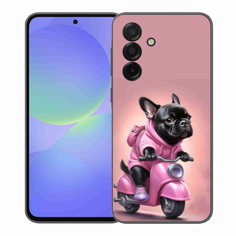 Gél borítás mmCase Samsung Galaxy A37 5G - Francia bulldog egy robogón