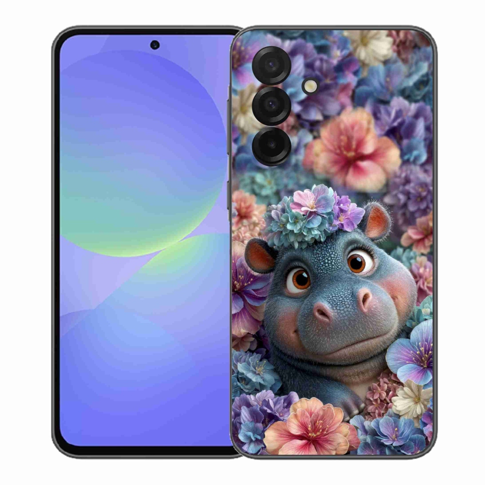 Zselés borító mmCase Samsung Galaxy A37 5G - víziló virágokban