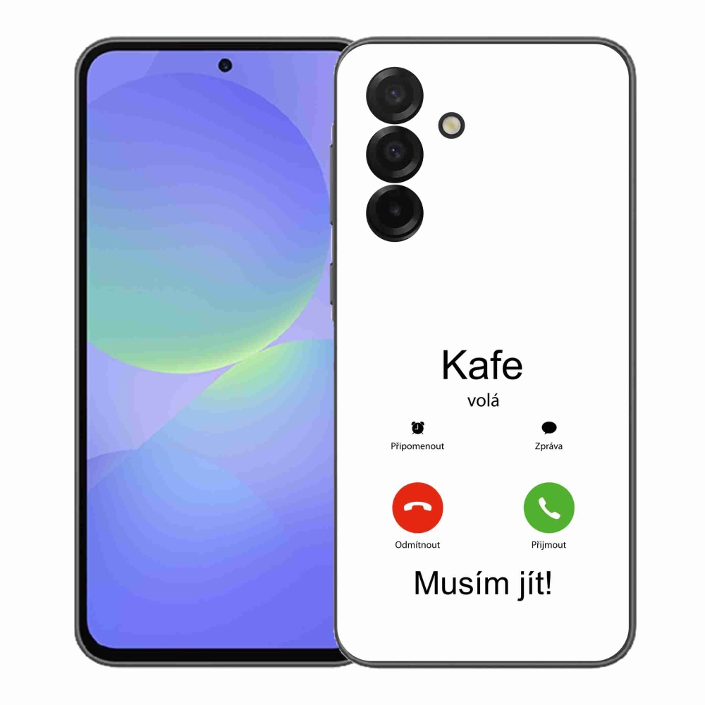 Gél borító mmCase Samsung Galaxy A37 5G - kávé hívások fehér háttérrel