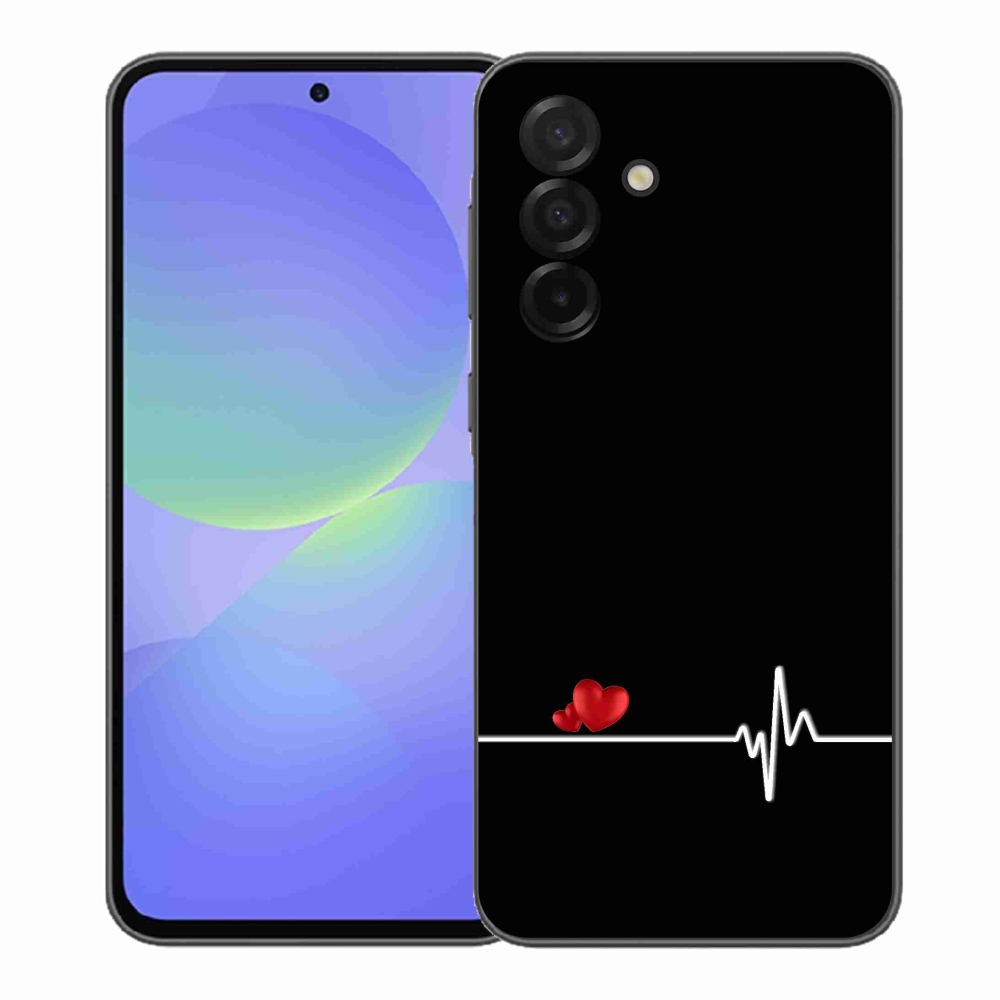 Gél borító mmCase Samsung Galaxy A37 5G - szív és szívverés fekete háttérrel