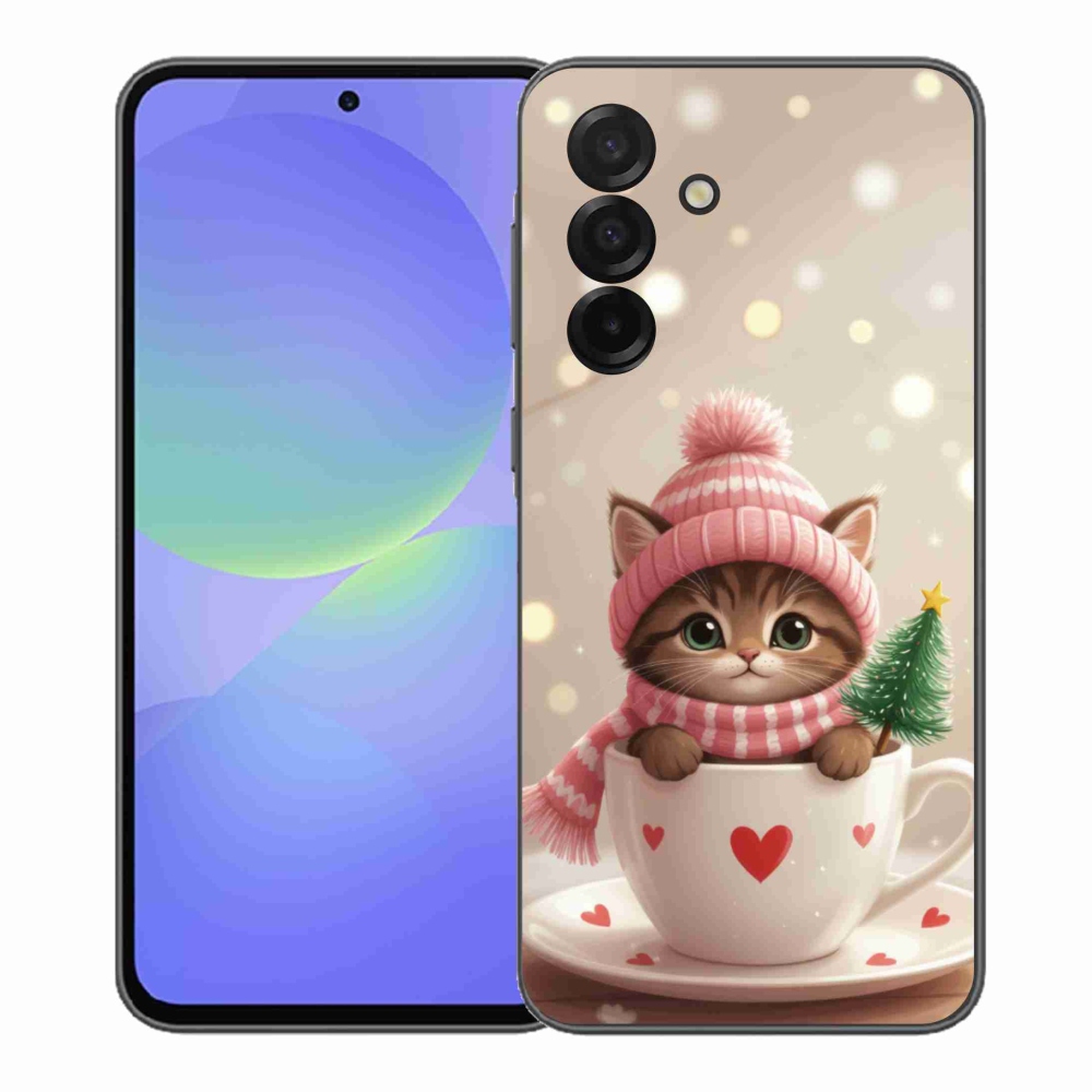 Gél borítás mmCase Samsung Galaxy A37 5G - Karácsonyi cica egy csészében