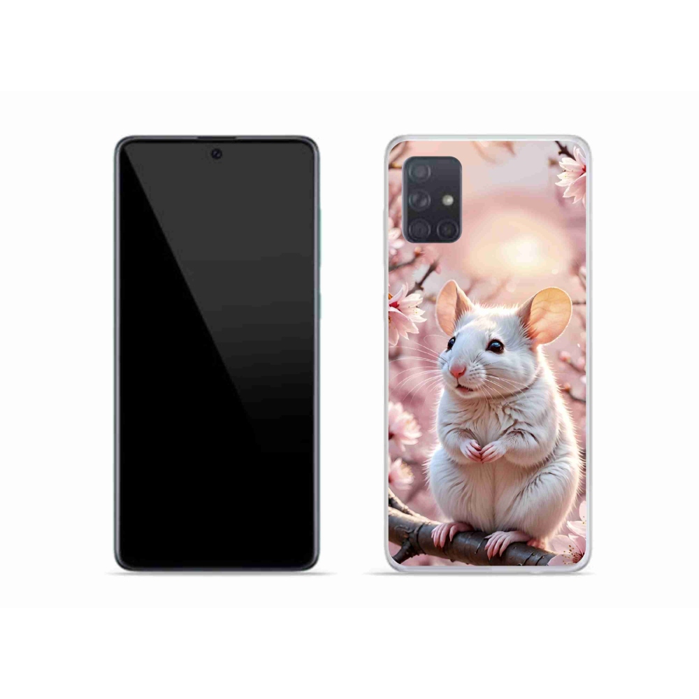 Gél borítás mmCase Samsung Galaxy A51 készülékhez - fehér egér az ágon