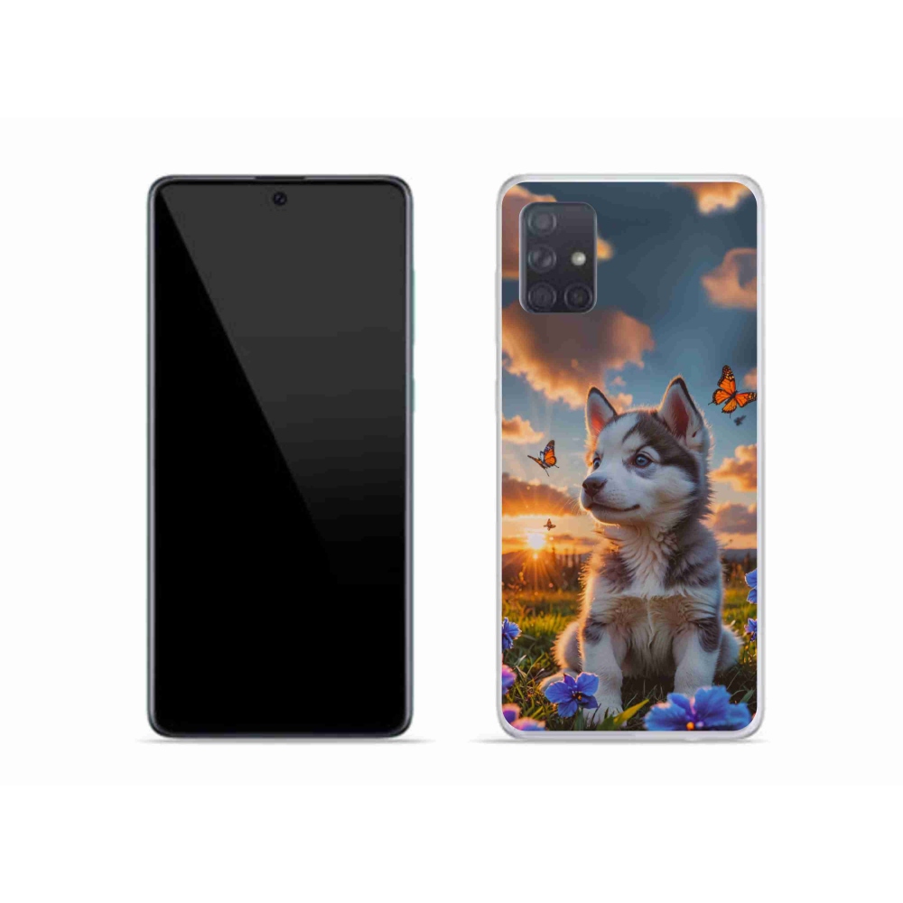 Gél borítás mmCase Samsung Galaxy A51 készülékhez - husky a naplementében